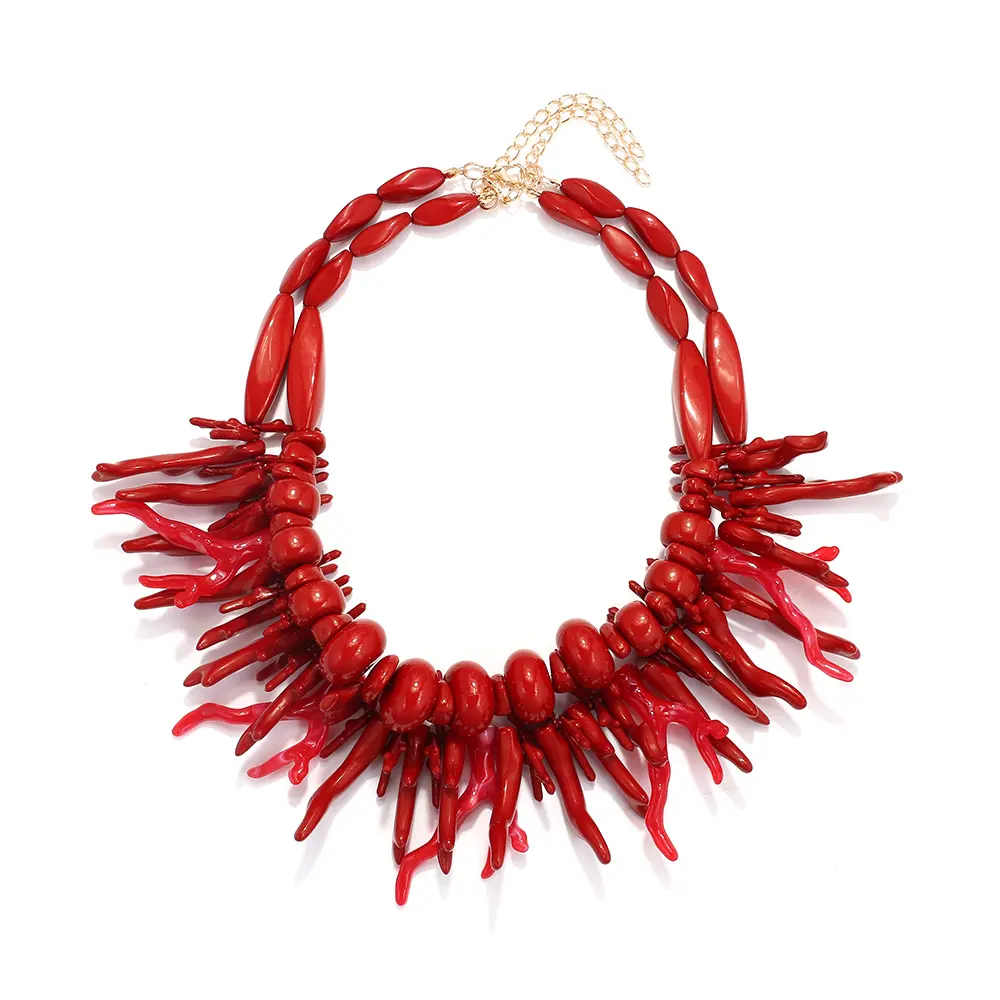 Mode bohème multicouche porter coloré résine corail collier personnalité à la main perlé clavicule collier femmes bijoux