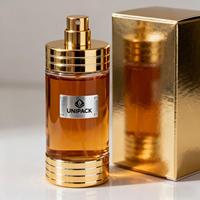 Coffret cadeau de parfum haut de gamme avec flacon à accents dorés et boîte noire luxueuse - Parfum unisexe