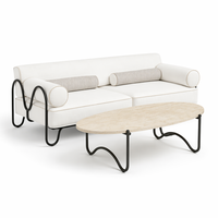 Table d'extérieur en acier inoxydable 304 avec plateau en marbre travertin naturel pour patio, jardin, hôtel, cour de campagne