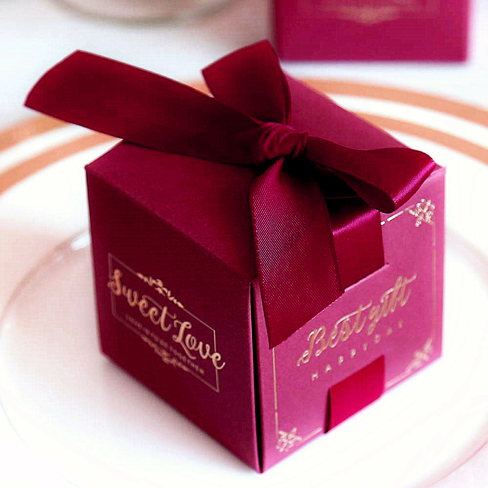 Customize Creative Wedding Favors Candy Boxes Bomboniera Giveaways Boxes Party Gift Box With Ribbons and Tag classical