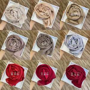 ผ้าพันคอยาวลายฟองสำหรับผู้หญิงผ้าชีฟองประดับมุกขาวดำผ้าคลุมศีรษะแบบดั้งเดิมในมาเลเซียขนาดยาวฤดูร้อน - Product Image 2