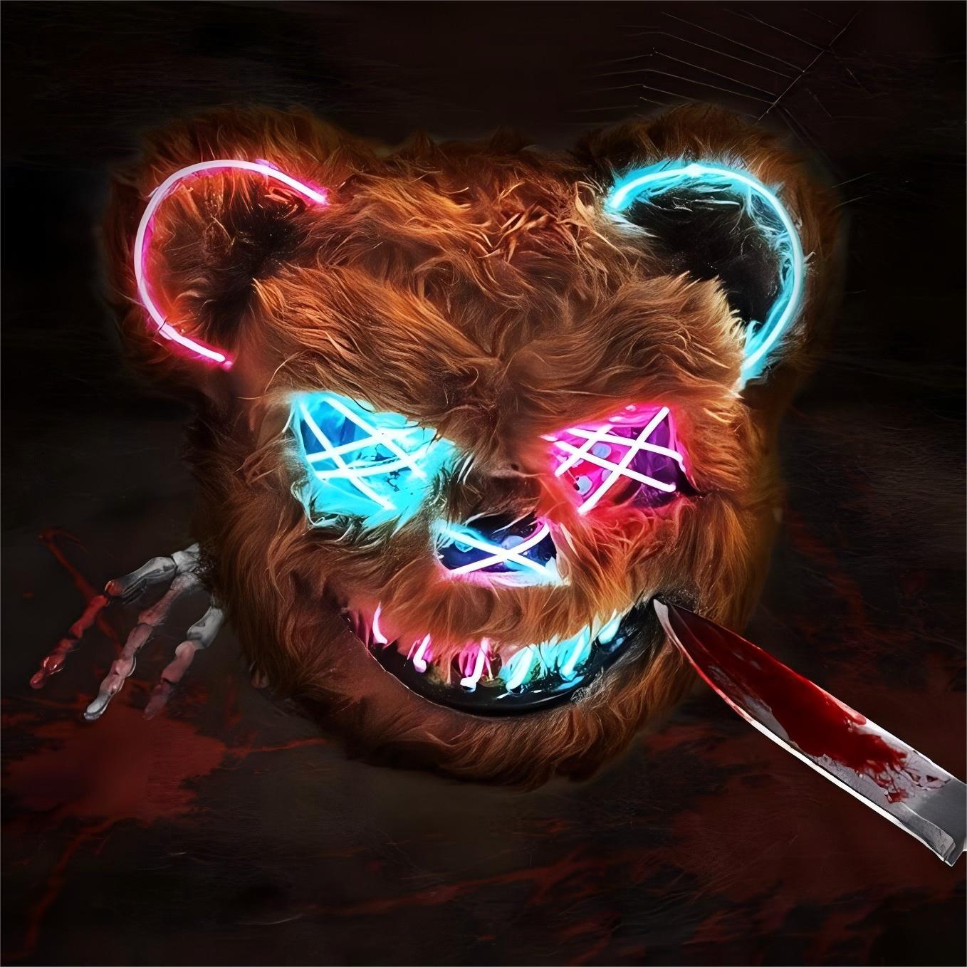 Masque Ours LED Halloween - Effrayant, Pour Adulte Et Enfant, Cosplay Fêtes Déguisées