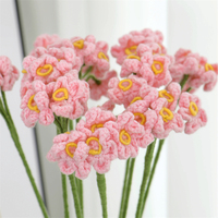 Vente en gros fleur au crochet Bouquet au crochet fait main crochet artificiel floraison Cinq têtes ne m'oublient pas fleurs faites à la main