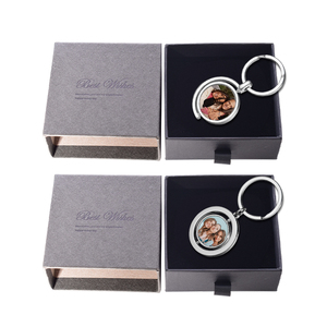 Bán buôn Nguồn cung cấp nhanh chóng biểu tượng tùy chỉnh thăng hoa Trống Kim Loại Xoay Keychain quà tặng giáng sinh - Product Image 6