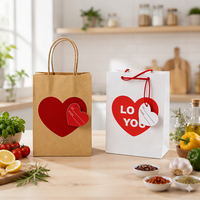 Sacs en papier de luxe pour fêtes de mariage, vente en gros, sacs cadeaux en papier kraft recyclables, imprimés cœur, sacs écologiques pour la Saint-Valentin