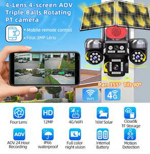 Cámara de Seguridad CCTV <span class=keywords><strong>2026</strong></span>, Nueva, con 4 Lentes, Energía Solar 4G, Visión Nocturna, Detección de Movimiento, Micrófono Integrado, Compatible con Tarjeta SD y Nube - Product Image 2