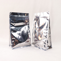 Sachet Doypack Mylar de qualité alimentaire à fond plat argenté, à huit soudures latérales, avec fermeture éclair, imprimé sur mesure, pour café et thé, vente en gros usine, sécurisé