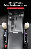 Boîte de rangement de luxe pour l'espace entre les sièges de voiture avec porte-gobelet, organisateur en cuir souple pour téléphone, cartes, clés, plateau côté conducteur et passager