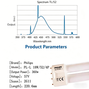 <span class=keywords><strong>Philips</strong></span> PL-L18W 52/4P UVA Ultraviolet 450nm Tubes de lumière bleue pour nouveau-nés atteints de jaunisse Lampes fluorescentes - Product Image 2