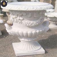Jardinière d'extérieur en pierre blanche antique avec statue marbre Lady Flower Pot Sculpture