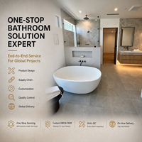 Ensemble de salle de bain complet sur mesure au design moderne avec spécifications personnalisées, comprenant un meuble-lavabo en bois massif, une baignoire et une toilette intelligente