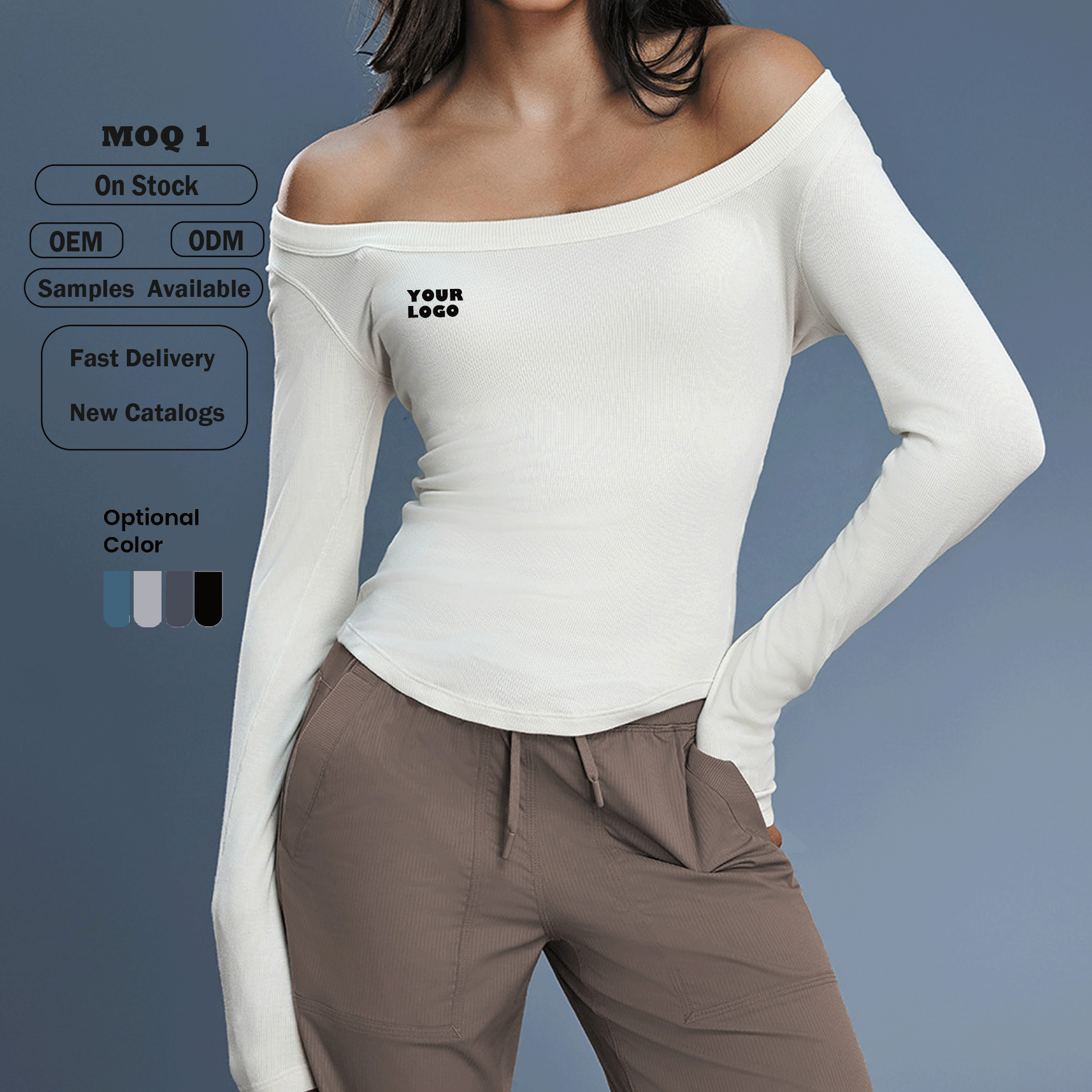 Women's Sexy Off-Shoulder Long Sleeve Lightweight Breathable Yoga Top-Pilates Fitness Workout Shirt Summer Spandex