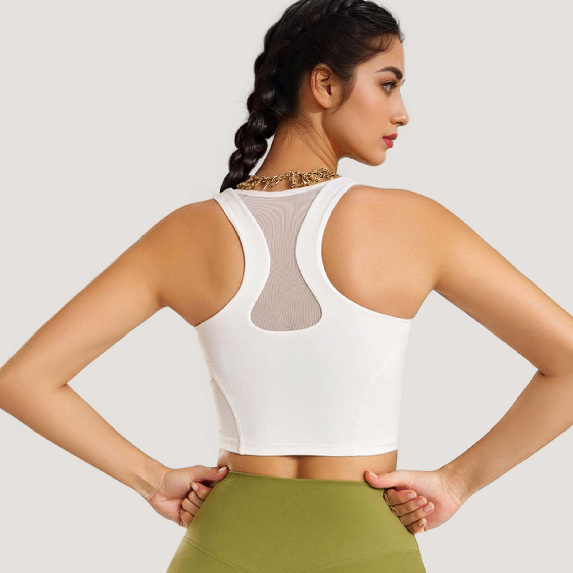 Women's Summer Breathable Spandex Yoga Top with Built-In Bra Hollow Back Design for Fitness Workout Vest