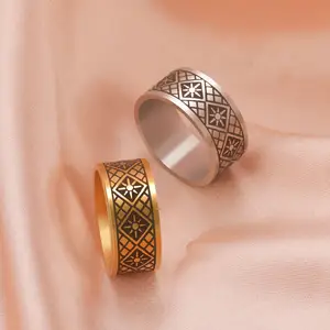 New Arrival Fashion Woman Style o Shape Engraved Ring Stainless Steel Rose Gold Plated Unique Simple Finger Rings Women