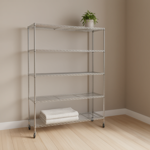 Étagère de rangement en fil métallique à 5 niveaux avec étagères réglables et roulettes pour l'organisation de la maison - Product Image 2