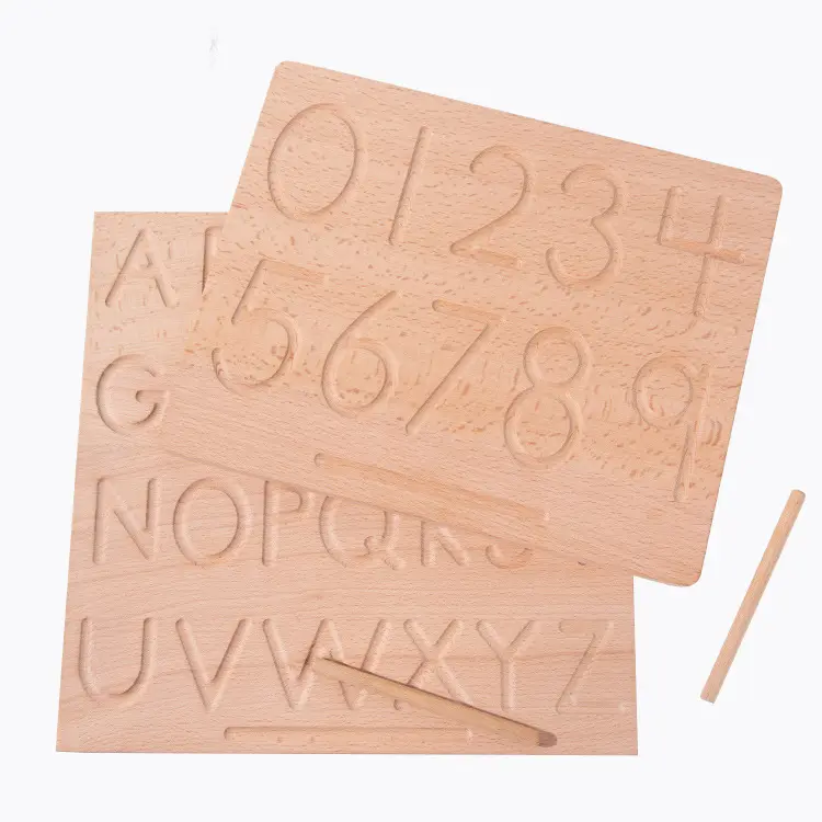 Double-Sided Alphabet Tracing Tool Learning Write ABC Educational Toy Game Montessori Wooden Letters Practicing Sensory Board