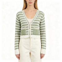Barcenola Maxi – Robe en maille pointelle à rayures blanches et jaunes pour femme, manches longues, qualité supérieure, personnalisable (OEM & ODM), vente en gros