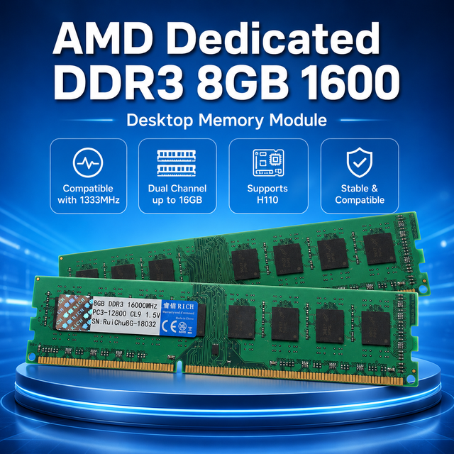 RuiChu DDR3 8GB 1600MHz ECC Desktop RAM for AMD AM3 AM3+ FM1 FM2 FM2+ in Stock PC3-12800 240PIN DIMM Upgrade