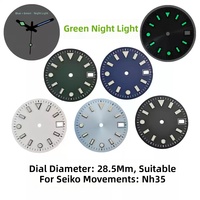 Nuovo Arrivo Cassa Orologio 28.5mm in Acciaio Inossidabile Leggera Impermeabile con Quadrante Opaco Verde Luminoso Parti Mod Meccaniche