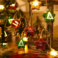 Guirlande lumineuse LED transfrontalière en plastique avec boules de Noël, ornements étoiles électroplaqués, décoration d'ambiance pour sapin de Noël, modèle SD01