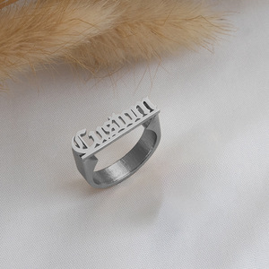 Cincin Nama Pribadi Ukiran DIY Baja Anti Karat, Perhiasan Kustom, Hadiah Unik, Model Terbaru, Diskon Besar - Product Image 5