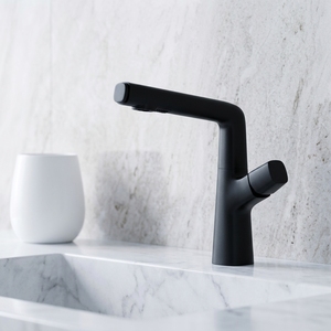 HONGDEC Polished Chrome <strong>Pull</strong> Out and Height Adjustable Bathroom Basin Faucet Rising Column Flow and Dense Spray Basin Tap - Product Image 3