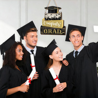 Plaque murale en bois Art Déco pour la saison des diplômes, en forme de chapeau de graduation, trois couches, poudre noire et or, design moderne et simple
