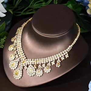 HIBRIDE, joyería de Zirconia cúbica para mujer, conjunto de collares y aretes de alta calidad, accesorios nupciales de boda de Arabia Saudita, bisutería para mujer, bijoux para mujer, - Product Image 5