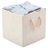 Panier de rangement pliable en tissu de bambou avec poignées en corde de coton, organisateur en cubes, boîte pliable pour la maison, 35L, moderne