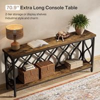 Table console industrielle Tribesigns de 70,9 pouces, table d'entrée à 2 niveaux pour salon, couloir, derrière le canapé, brun rustique