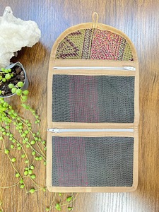 กระเป๋าใส่เหรียญทำจากผ้าฝ้าย Kantha แบบพับสามทบกระเป๋าใส่เหรียญสีดำเป็นมิตรต่อสิ่งแวดล้อมทนทานทนทานแบบยั่งยืนของขวัญกระเป๋าสตางค์วินเทจ - Product Image 6