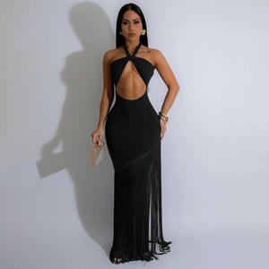 Vestidos Sexys Ajustados de Verano 2026, Estilo <span class=keywords><strong>Boutique</strong></span>, sin Tirantes, con Flecos, Largos - Product Image 5