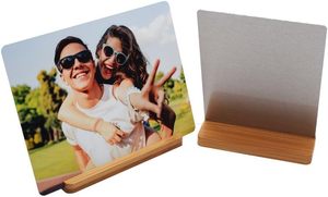 Cadres <span class=keywords><strong>photo</strong></span> vierges <span class=keywords><strong>en</strong></span> <span class=keywords><strong>aluminium</strong></span> pour sublimation avec base <span class=keywords><strong>en</strong></span> bois, impression par transfert thermique 6 couleurs pour table, maison, hôtel - Product Image 5