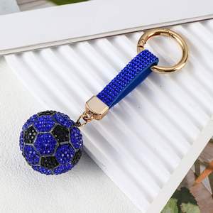 Luxury Bag Charm Car Key Chain Rhinestone Football Keyring Bag Accessories Customized Shiny <b>Crystal</b> <b>Ball</b> Keychain Toy - Product Image 3