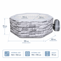 Maßgefertigter 195X70cm Achteckiger Aufblasbarer Whirlpool Spa Tragbarer Outdoor-Massage-Pool für Hinterhof und Garten