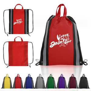 2026 Hot Sell Fashionable Reflective Stripe Sportpack Nylon Sport Pack Drawstring Bag