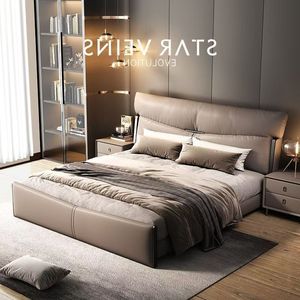 नवीनतम डिजाइन बेडरूम फर्नीचर लकड़ी के लिफ्ट बॉक्स भंडारण नरम बिस्तर बड़े आकार के राजा आकार के चमड़े के आकार के बड़े आकार के राजा आकार के चमड़े के - Product Image 5