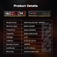 RAM DDR4 Grosir 2666MHz 3200MHz 4GB 8GB 16GB 32GB 1.2V CL17/CL19/CL22 Tersedia untuk Desktop AMD/Intel