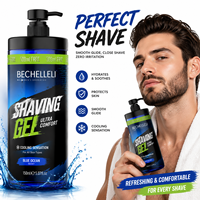 Gel à raser bio végétalien pour hommes, sans alcool, transparent, à l'aloe vera et vitamine E, pour un glissement doux, qualité barbier