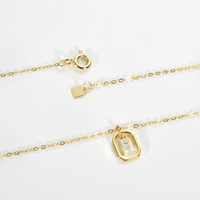 Collier Alphabet en Argent 925 Plaqué Or 18K FUAMAY, Bijoux de Mode, Collier Lettre Initiale avec Anneau Carré