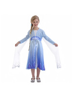 Robe de princesse Elsa de La Reine des Neiges 2 pour enfants, ensemble deux pièces, jupe longue en voile pour filles, jupe en gaze d'automne, robe de reine à manches longues en polyester