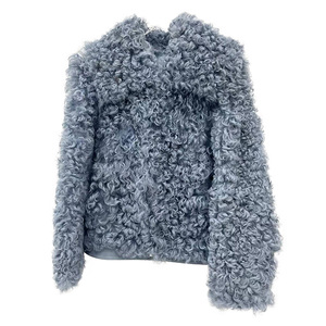100% vraie fourrure couleur unie en cuir fourrure veste mouton cheveux bouclés hiver femmes <span class=keywords><strong>manteau</strong></span> en peau de mouton - Product Image 1