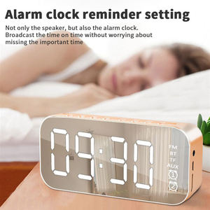 Mirror Surface Alarm <b>Clock</b> BT Speaker Large LED Digital Display Dual Alarm FM TF AUX Multi Play Desktop Mini Subwoofer - Product Image 5