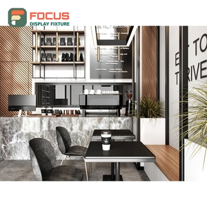 Creative Coffee Merchandise Display Rack Wood Grain Finish Coffee Syrup Display Coffee Shop Display Rack - Product Image 1