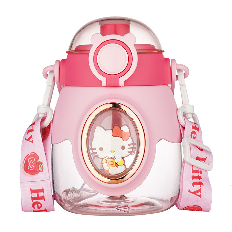 Оптовая продажа Kawaii Hello Kitty Sanrio, мультяшная бутылка для воды, детская пластиковая соломенная чашка, дневные подарки, чашка для воды