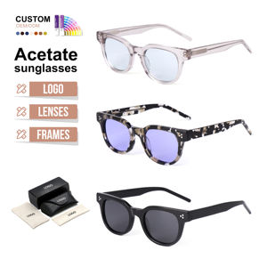 कस्टम लोगो छायादार एसीटेट ध्रुवीकृत धूप का चश्मा रेट्रो बिल्ली आंख उv400 पुरुषों के लिए - Product Image 1