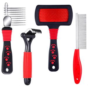 Set di 4 pezzi pettine in acciaio <span class=keywords><strong>per</strong></span> animali domestici <span class=keywords><strong>per</strong></span> la toelettatura di cani e gatti <span class=keywords><strong>spazzola</strong></span> <span class=keywords><strong>per</strong></span> barboncini e rastrello <span class=keywords><strong>per</strong></span> la pulizia - Product Image 1