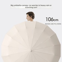 16-Rib Automatische Oversized Paraplu, Zwarte Coating UV-Bescherming Waterdicht Windbestendig Versterkte Zonneparaplu