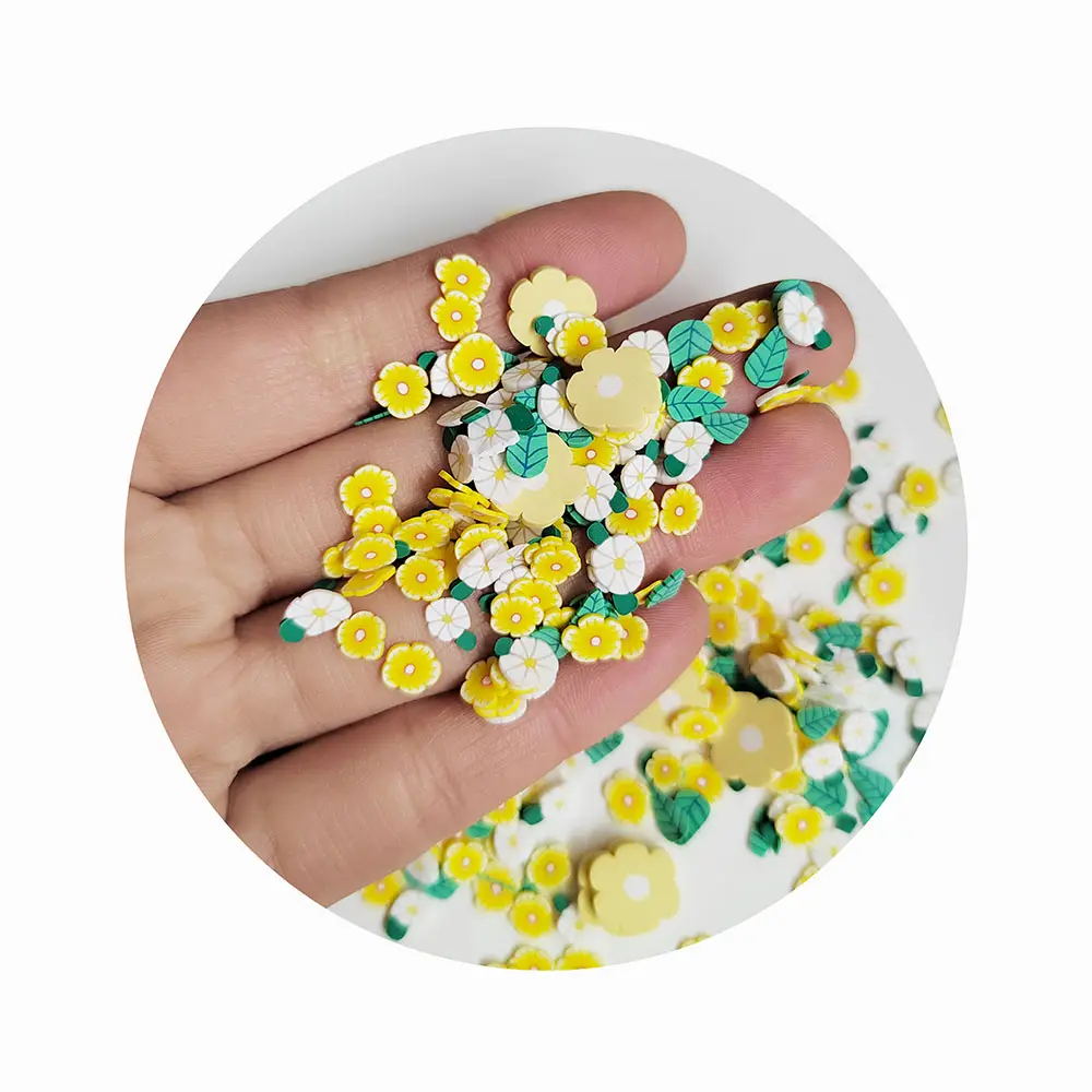 Üst mal 2024 minyatür yumuşak polimer boncuk sevgililer günü hediyesi sarı çiçek polimer kil dilimleri