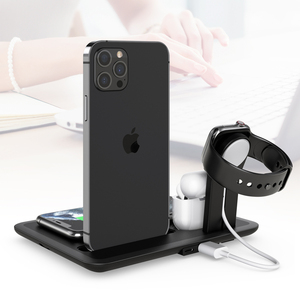 Station de charge rapide <span class=keywords><strong>3</strong></span>-en-1 15W <span class=keywords><strong>prix</strong></span> usine chargeur sans fil d'entrée 5V/2A pour <span class=keywords><strong>Airpods</strong></span> Iwatch téléphones intelligents Type 9V/2A - Product Image 4